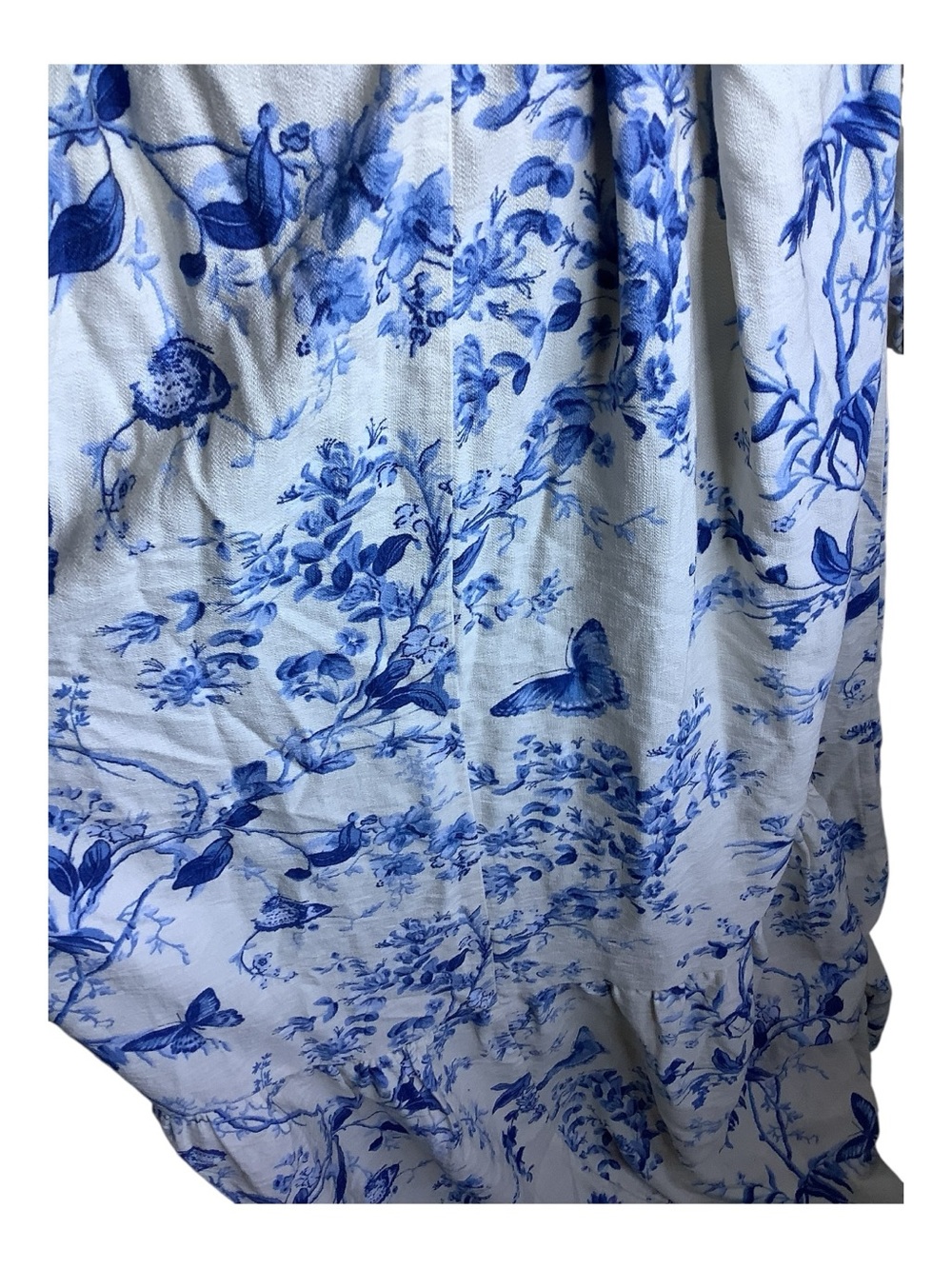 H&M Ivory White Blue Floral Butterfly Maxi Kaftan Dress Size M - Picture 7 of 9